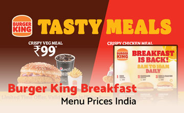 Burger King Breakfast India Menu Price